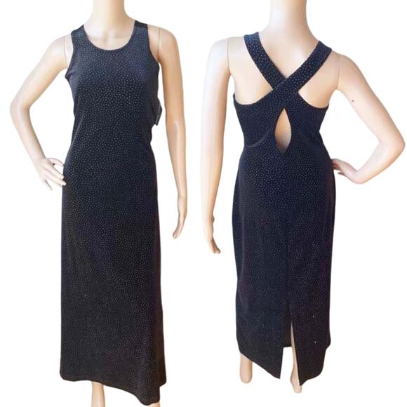 New Ronni Nicole by Ouida Black Velvet Glittery Sleeveless Crisscross Dress 10 - Picture 1 of 7